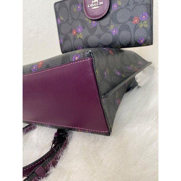 Coach Mollie Tote Bag 25 Canvas Country Floral Print & Matching Wallet Leather - Picture 8 of 16